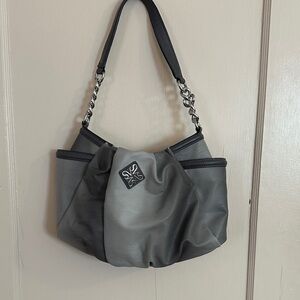Simply Vera Wang Gray Leather Shoulder Bag